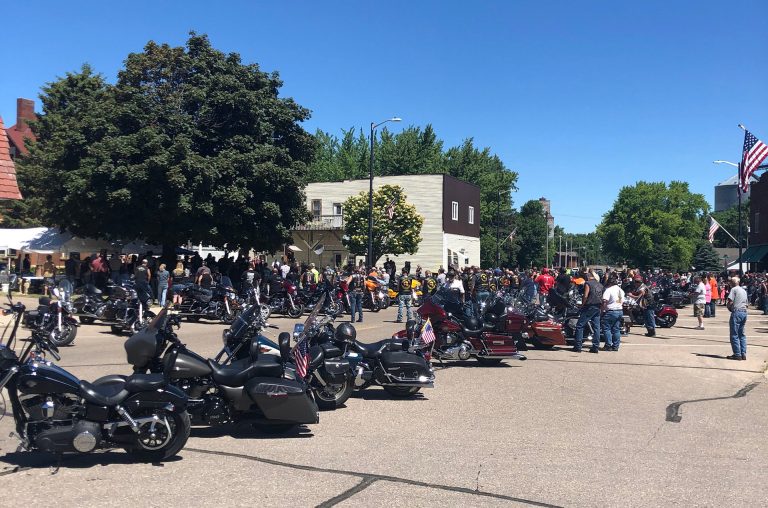 Record number of riders at Minnesota Lake motorcycle event.